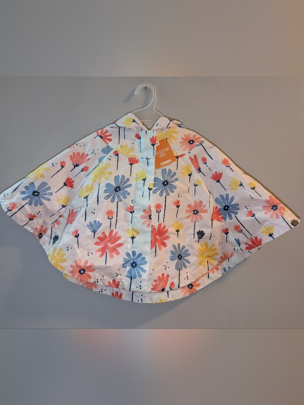 🆕 Gymboree White Floral Hooded Rain Poncho  Cape Baby Girls 6-12 Months NWT 🌷